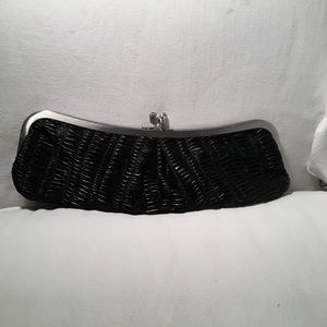 Per Una Black Elegant Evening Clutch Silver Snap
